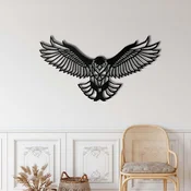 WallXpert metalni zidni ukras 5002, geometrijski orao raširenih krila, 46 x 23 cm, crni