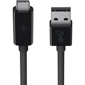 Belkin USB 3.1 priključni kabel Belkin [1x USB 3.0 utikač A - 1x USB utikač C] 1 m crna nezapaljiv