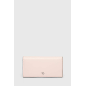 Usnjena denarnica Lauren Ralph Lauren ženska, roza barva, 432935939