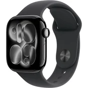 Apple Watch Series 11 [GPS 42mm] Smartwatch with Jet Black Aluminum Case with Black Sport Band - S/M. Sleep Score, Fitness Tracker, Health Monitoring, Always-On Display, Water Resistant
