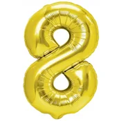PartyPal Folija balon številka 8 EIGHT zlat 100 cm, 1 kos.