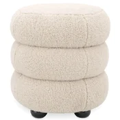 Casa Padrino luxury stool cream/black A� 43 x H. 49.5 cm - Round living room stool - Upholstered round stool - Living room furniture - Luxury furniture - Luxury furnishings - Furniture luxury