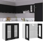 Viseci stakleni ormaric Lyon crni 60x31x60 cm, inženjerski drvo