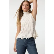 Trendyol Stone Openwork Turtleneck Knitted Sweater