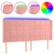 Vidaxl LED posteljno vzglavje roza 163x16x118/128 cm žamet