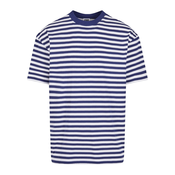Mens T-shirt Regular Stripe - white/navy blue