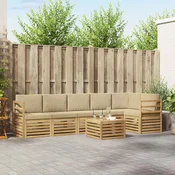 Set vanjskih sofa 7 pcs Bijela i bež 59 x 59 x 37 cm Poliester