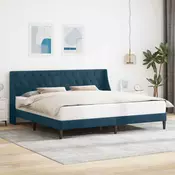 Krevetna konstrukcija s uzglavljem Plava 200 x 200 cm Baršun