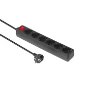 shumee Podaljšek MicroConnect 6 vtičnic Schuko s stikalom 1,5 m črne barve, MC-GRU00615BS