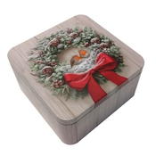 Viter novogodišnja metalna kutija  robin  cetvrtasta 15x15x7,5 cm ( 3433/024 )