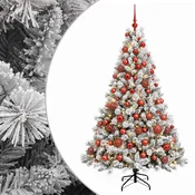 Vidaxl Umjetno božično drevo z okrasnimi kroglami 210 cm 300 LED