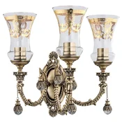 Casa Padrino luxury baroque crystal wall lamp brass with patina/gold 43 x H. 37 cm