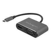 StarTech.com USB-C to VGA and HDMI Adapter - 2-in-1 - 4K 30Hz - Space Grey - Windows & Mac Compatible (CDP2HDVGA) - external video adapter - IT6222 - space gray - CDP2HDVGA