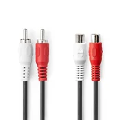 Nedis Stereo avdio kabel | 2x RCA Hane | 2x RCA Hona | ponikljana | 2,00 m | Okrogla | Svart | Oznaka