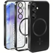 Overboard Ovitek za Samsung Galaxy A55 5G, Electro MagSafe, črn + zaščitno steklo za zaslon