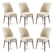 Hanah Home Set 6 trpezarijskih stolica Flex Krem-Braon