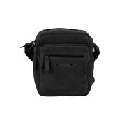 TORBA ENORAMNA Aviator Usnjena ČRNA BUFF TRUMBLED