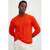 Bombažen pulover United Colors of Benetton oranžna barva