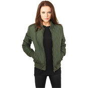 Womens Diamond Quilt Nylon Jacket Olive