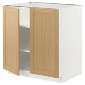 METOD Podni element s policama/2 vrata, bela/Forsbacka hrastovina, 80x60 cm