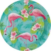 shumee Ovalni papirnati krožniki flamingi 23 cm 8 kosov