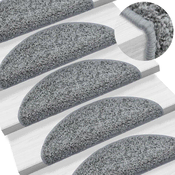 Prostirke za stepenice 15 kom 65x21x4 cm sive poluokrugle velike