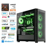 Računalnik MEGA TWR S11 R7-7800X3D/RTX5080/64GB-DDR5/2TB-4.0/1050W/Win11Home/črna RGB + Estetski napajalni kabli [Zelena/Črna]