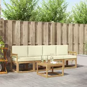 Set vanjskih sofa s jastukom 5 pcs Bijela i krem