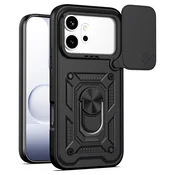 Robusna maska MaX-Armor s obrucem, metalnom plocicom i zaštitom zadnjih kamera za Honor 600 / 600 Pro - army black