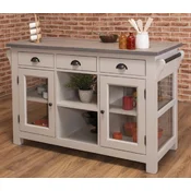 Casa Padrino country style kitchen island gray 135 x 65 x H. 90 cm - Solid wood kitchen cabinet - Country style kitchen furniture - Dining room furniture in country style