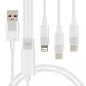 LINQ LinQ, Kabel USB z Lightning + 2 USB-C 60W Fast Charge z dolžino 1,2 m, Bela, (5000220225)