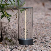 Konstsmide LED-akumulatorska namizna svetilka Edison, višina 32 cm, siva/prozorna, IP54 - Dnevna soba/jedilnica - Sodobni - temno siva, prosojna - Plastika