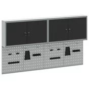 vidaXL vidaXL 6-delnisetna omara za orodje in pegboard komplet, montirano na steno, črna kovina, (22048526)