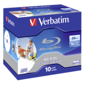 1x10 Verbatim BD-R Blu-Ray 50GB 6x Speed printable Jewel Case