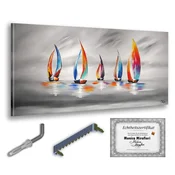shumee Monica Mirafiori I 100 % ROČNO POSLIKANA I Slika Pod jadri 140x70cm | Ročno poslikana slika | Akrilna slika | Zelo velika akrilna slika I Moderna umetnost I Umetniške slike