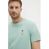 Pamučna majica Polo Ralph Lauren za muškarce, boja: zelena, s aplikacijom, 710941870
