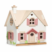 Drvena seoska kucica za lutku Cottontail Cottage Tender Leaf Toys 13 dijelova s retro namještajem visina 48 cm