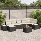 Set vrtnih sofa od 8 dijelova s jastučićima Crni Poly Ratan Akacija