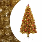 Vidaxl Umetna božična jelka z bučko 150 cm 150 LED Toplo bela