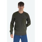 Vuneni pulover A.P.C. za muškarce, boja: zelena, lagani, WVBAK.H23052-KHAKI