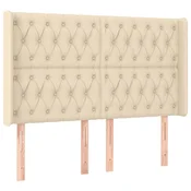 Vidaxl Vzglavje z ušesi krem 163x16x118/128 cm blago