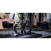 Casa Padrino Luxury Designer Dining Room Furniture Set Black/Silver - 1 Luxury Dining Table with Glass Top & 6 Luxury Dining Chairs - Luxury Dining Room Furniture - Luxury Furnishings