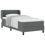 Vidaxl Postelja z vzmetnico z vzmetnico Temno siva 90 x 190 cm blago