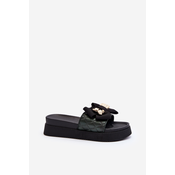 Womens black slippers with bow and teddy bear Katterina