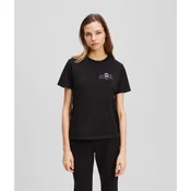Karl Lagerfeld za ženske. A3W17085 Majica Slim Fit črna (XS), Črna, Priložnostno, Bombaž, Kratek rokav