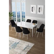 Hanah Home Set Trpezarijski sto i 6 stolica Zen, Crno-beli