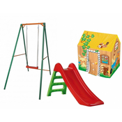 Deciji komplet za dvorište ( Happy Kids ) Ljuljaška + Tobogan + Šator kucica