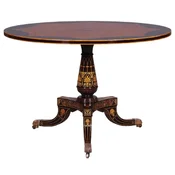 Casa Padrino luxury baroque dining table brown/black/gold - Round solid wood dining room table in baroque style - Baroque dining room furniture - Luxury dining room furniture baroque style