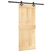 Vidaxl Drsna vrata Naravna in črna 85 x 210 cm Masiven borov les