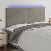 Vidaxl vidaXL Vzglavje postelje z LED svetlo sivo 200x5x118/128 cm žamet
